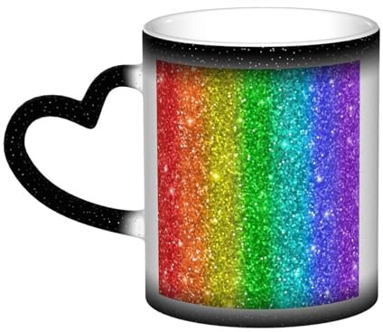 FUkker Tasse, tasse à café en céramique à couleur changeante, tasse à thé pour la cuisine, le restaurant, le bureau, 330 ml, arc-en-ciel ressemble à des paillettes
