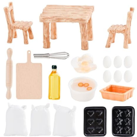 CPSYTE Accesorios para Casa De Muñecas,20 PCS Decoración De Casa De Muñecas,1:12 Mini Utensilios de Cocina,Cocina en Miniatura Set,Decoración de casa de muñecas, Adornos para Hornear en Miniatura