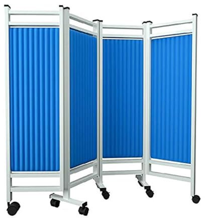 GUODDM 4 Paneele Stellwand Sichtschutz - Faltbarer Raumtrenner, Klappbarer Medizinischer Sichtschutz-Raumteiler, Medizinischer Sichtschutz Auf Rädern, Edelstahl-Oxford-Stoffmaterial