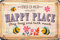 LANOLU Retro Blechschild Garten - This is our HAPPY PLACE - Garten Schilder für draußen, Schilder für den Garten, Gartenschilder, lustige Metallschilder Garten 20x30cm