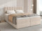 BROMARKT Boxspringbett mit Bettkasten Polsterbett mit Bonell-Matratze und Topper Doppelbett mit Stauraum Bett für Schlafzimmer gepolstertes Kopfteil Denver 160x200 Härtegrad H3 Samtstoff Beige
