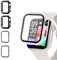 AOTUAO 4 Pack Case Cover with Screen Protector Compatible with Apple Watch SE Series 6 5 4 44mm, Tempered Glass Screen Protector Full Protection Cover for iWatch SE 6 5 4 44mm,(2Black 2Trasparente)
