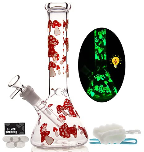 Glass Bong with Tornado percolate,Green Water Bongs with 14.5mm Bong Bowl Height 26cm Weight 400g Glass Pipe for Smoking Hookah Glass Bongs Oil Rig Smoking Pipe (Rot Glasbong)