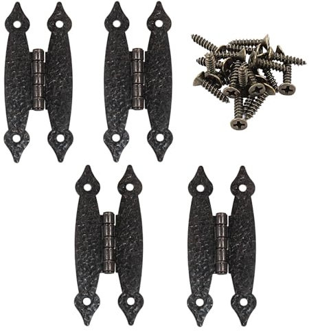 Murtenze 4 Stück 8,9 cm antike Scharniere, kaltgewalzte Stahl-Schrankscharniere, Rotbronze-Finish, flach, bündige Montage, dekorativ