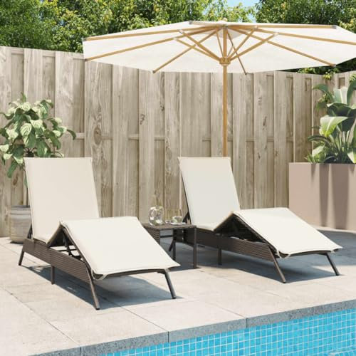 Faroom Set Tumbona Doble de Ratán y Aluminio con Mesa de Jardín, Respaldo Regulable, Resistente a la Intemperie, Mesita Marrón para Piscina y Playa