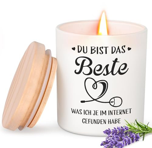 Livole Jahrestag Geschenk für Sie ihn, Lavendel Duftkerze Liebes Geschenke für Frauen Beste Freundin, Valentinstag Paar Geschenke Hochzeitstag Geschenk für Sie
