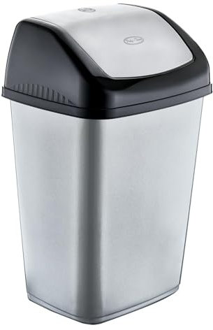 Best House | Plastic Swing Bin 50 Liters | Grey | 1 Pc | Waste Bin, Durable, Lightweight Hinged Swing Lid for Kitchen, Office, and Home Use – Odor-Reducing Design, Easy to Clean - Pack of 1