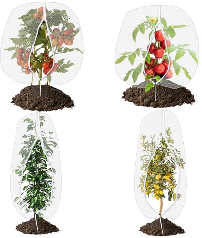 4 Stück Insektenschutznetz mit Kordelzug Bug Barrier Netting Gemüsenetz Feinmaschig Insektennetz Vogelschutznetz Gartennetz (70 * 150cm*2pcs+120 * 140cm*2pcs)