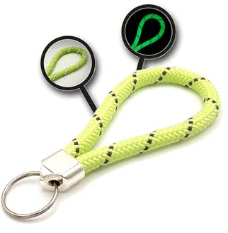 Generisch Leuchtender Schlüsselanhänger/Schlüsselband mit Reflektorstreifen und Schlüsselring/leuchtet im dunkeln/refletktiert bei Beleuchtung / 8mm stark/Phosphoreszierend/Glow-Effekt