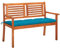Myheimly 2-Sitzer-Gartenbank mit Blau-Auflage Parkbank Gartenmöbel Bank Holzbank Sitzbank Terrassenbank Balkonbank 120 cm Massivholz Eukalyptus