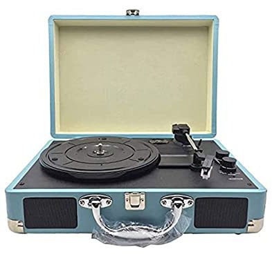Plattenspieler für Vinyl-Platten mit integriertem Bluetooth-Empfänger, 2 Stereolautsprechern, 3 Geschwindigkeiten, 3 Größen, All-in-One-Plattenspieler im Koffer für Unterhaltung und Heimdekoratio