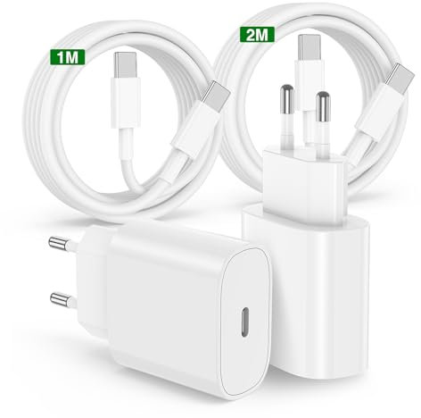 Caricatore Rapido iPhone 16 15 Apple Original,2Pezzi Certificato MFi 20W Caricabatterie iPhone e Cavo USB C USB C 1M+2M Alimentatore a Ricarica per iPhone 16 15/16 15 Pro Max /16 15 Pro/16 15 Plus