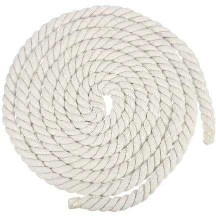sourcing map 20mm x 16.4 Feet White Cotton Rope,3 Strand Clothes Line Outdoors,Twisted Braided Thick Macrame Cord for DIY Wall Hanging Plant Hanger Knotting Clothesline