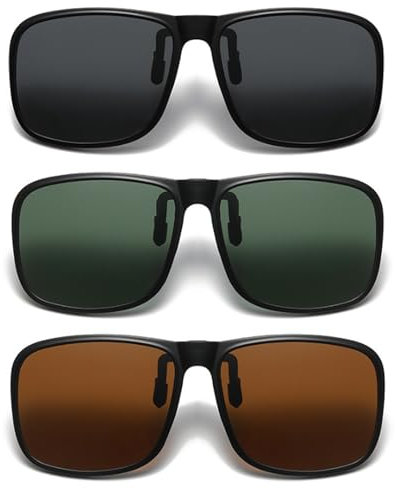 TYXHXTF 3Pcs Clip Lunettes de Soleil Polarisées, Surlunettes De Soleil, Clip Solaire pour Lunettes De Vue, Convient à la Plupart des Surlunettes, pour les Activités de L'extérieur pour Hommes Femmes