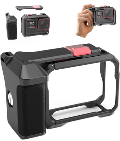 Straßenfotografie Griff Kit kompatibel für Insta360 Ace Pro2/Ace Pro Xplorer Griff Kit Aluminium Schutz Käfig Rahmen mit Kaltschuh für Videoleuchte Mikrofon Rabbit Käfig Reise Vlogging