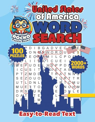 United States of America Word Search: Professor Rocko Puzzle Books – 100 Patriotic Puzzles Celebrating American Life (Professor Rocko Puzzle Books: Word Search)