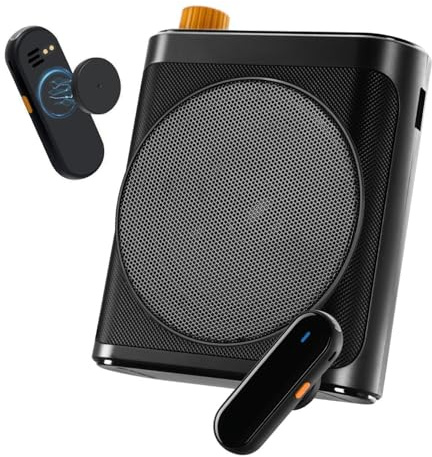 Tearstone Sprachverstärker mit kabellosem magnetischem Lavalier-Mikrofon, Bluetooth, tragbarer wiederaufladbarer Lautsprecher, 2 Mikrofone für Lehrer, Klassenzimmer, Yoga, Meetings, Reden - Schwarz