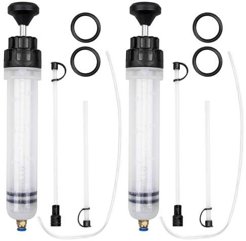 LITZEE 2 Stück Ölabsaugpumpeze Auto 500ml, Öl absaugpumpe mit 4 Kurzen Schläuchen für Ölwechsel und Getriebeöl, Ölabsaugpumpe Universelles KFZ-Werkzeug für Motorrad, Motor und Hydraulikflüssigkeit