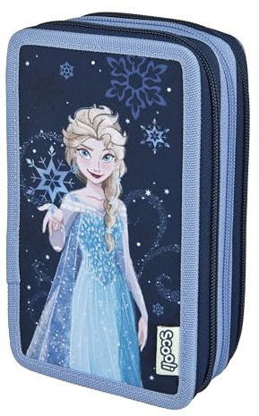Scooli - Tripledecker Frozen - Gefülltes Schüleretui mit hochwertigen Stiften & Zubehör - Ideal für Schule, Freizeit und unterwegs - ab 6 Jahren