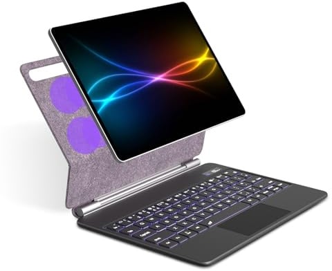 TECHGEAR Custodia con tastiera magnetica per Samsung Galaxy Tab S10+, S9+, S9 FE+, S8+, S7+, S7 FE 12,4, supporto flottante con trackpad di precisione, retroilluminazione a 7 colori, layout QWERTY UK