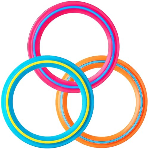 3 Stück Frisbee Ring Set, Wurfringe 25 cm, Leichte Flugringe und Wurfscheiben für Outdoor Spiele, Einfach zu Werfen und Fangen, für Garten, Strand, Familie und interaktive Spiele mit Hunden