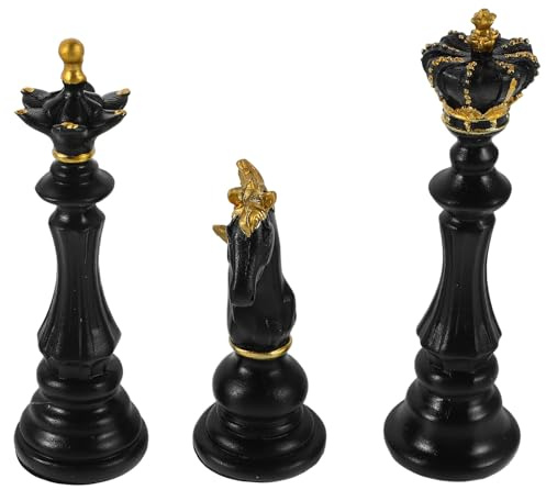 Yardwe 3 Stück Schachfiguren als Dekorative Skulptur mit König Dame und Pferd Vielseitige Schach Deko für Zuhause und Studio