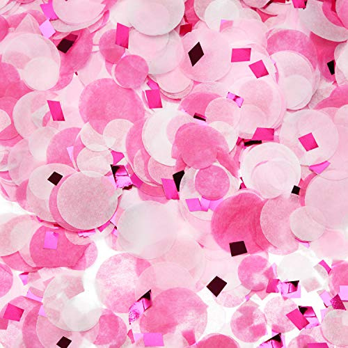 Round Tissue Paper Table Confetti Dots for Wedding Birthday Party Decoration, 1.76 oz (Pink Rose Red Confetti, 1.5cm Plus 2.5cm)