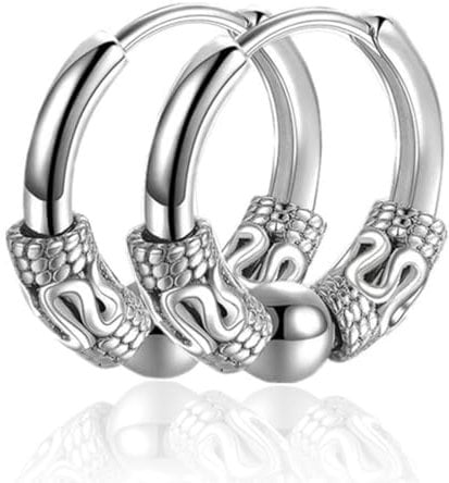 Clyhon Creolen Medizinischer Edelstahl Vintage Perforierter Knorpelschmuck Ohrring Creolen Geeignet für Männer und Frauen Punk Hip Hop Ohrringe Hypoallergen Silber