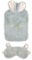 1.5 Litre Hot Water Bottle, Grey Plush Cover with Rabbit Ears and Matching Eye Mask