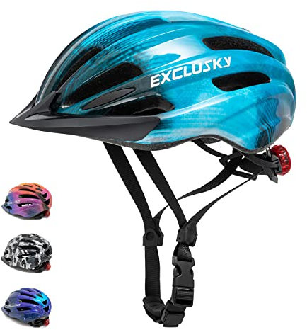 Exclusky Fahrradhelm Kinder Jungen 50-57CM Kinder Fahrradhelm mit Licht Kinder Fahrradhelm mit Visier Fahrradhelm Mädchen Mehrere Belüftung Helm Kinder 5-13 Jahre