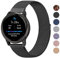 Mugust Armband Kompatibel mit Garmin Vivoactive 4 45mm / Garmin Venu 2 Armband, 22mm Edelstahl Mesh Metall Uhrenarmband mit Magnet für Forerunner 255 Music 46mm Ersatzband (Schwarz)