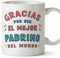 MUGFFINS Tazas para PADRINO - En Español - Gracias por ser el mejor - 11 oz / 330 ml - Regalo original y divertido
