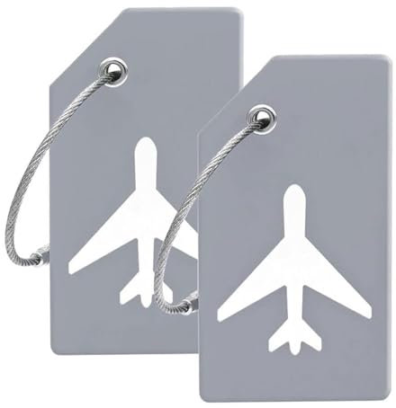 Lot de 2 étiquettes de bagage en silicone grises avec carte d'identité, parfaites pour repérer rapidement les valises Ovener