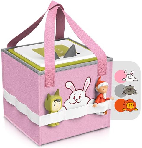Heldenzimmer - Tonie Tasche Rosa für Toniebox mit Hase - Sichere Tonie Box Aufbewahrung in Toniebox Tasche für bis zu 10 Figuren