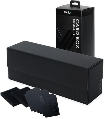 Vault X Trading Card Storage Box, Premium Exo-Tec Material, Detachable Magnetic Lid, Dividers & Foam Fillers, Organise Deck Boxes, Toploaders, Sleeved Cards, for Collectible Games, Sports, TCG (Black)