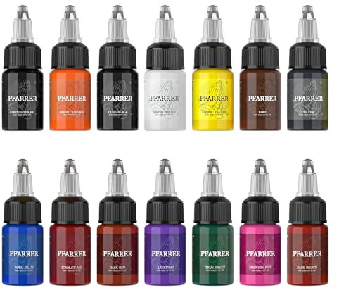 PFARRER Tattoo Farbe Set 1/2 oz (15ml) Tattoo Supply 14 Colors Kit Tattoo Ink USA TI7003EU-15-14