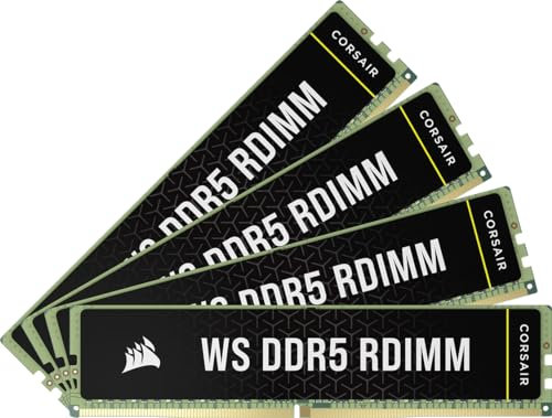 CORSAIR WS DDR5 ECC RDIMM 64GB (4x16GB) 6400MHz CL32 Intel XMP 3.0 Memoria per Workstation - Nero (CMA64GX5M4B6400C32)