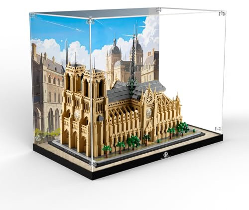 cooldac Acryl-Vitrine kompatibel mit Lego 21061 Notre Dame de Paris, Staubdichte&Durchsichtige Vitrine kompatibel mit Architecture 21061 Baukasten(Nur Vitrine, Modell Nicht Inbegriffen)