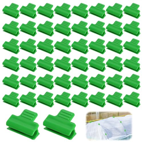 50 Stück Gewächshaus Clips Gewächshaus Klammern Grün Gartenpflanzen Clips Gewächshausfolie Clips Pflanzenclips Grün für Reihenabdeckung Netz Gewächshäuser Schuppen (11mm)