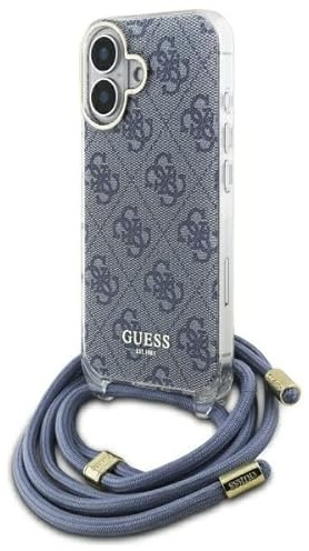 CG MOBILE Guess GUHCP16SHC4SEB Hülle für iPhone 16 6.1 blau Crossbody Cord 4G Print
