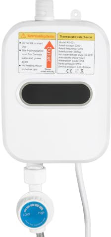 Soudesileim Scaldabagno elettrico Doccia, 3500w Mini scaldabagno con soffione doccia, display a LED (30-55℃/86-131℉), Scaldacqua istantanea Per Bagno E Cucina