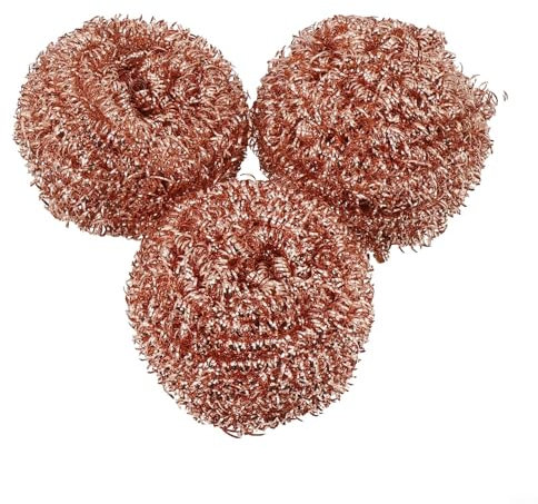 Lot de 3 boules à récurer en fil de cuivre pour usage intensif de nettoyage de buse en fer