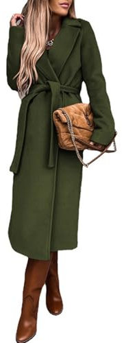 Herbst Und Winter Frauen Solide Farbe Revers Lange äRmel Temperament Elegante Einfache Krawatte Trenchcoat Jacke