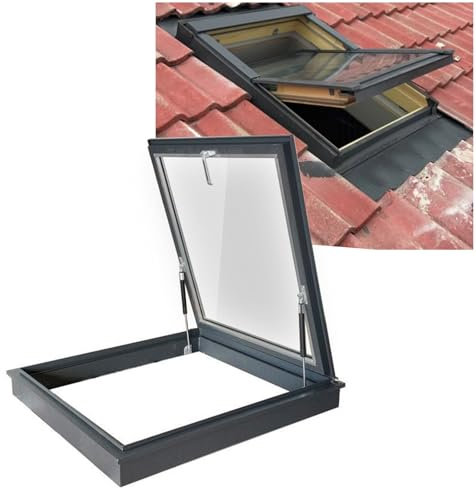 APMOE Dachausstiegsfenster - Aluminium Dachluke, Ausgang, Dachfenster für Schornsteinfeger mit Doppelschichtigem Gehärtetem Glas Deckeinbau-Dachfenster Kippfenster Beleuchtung/Lüftung(75x118cm)