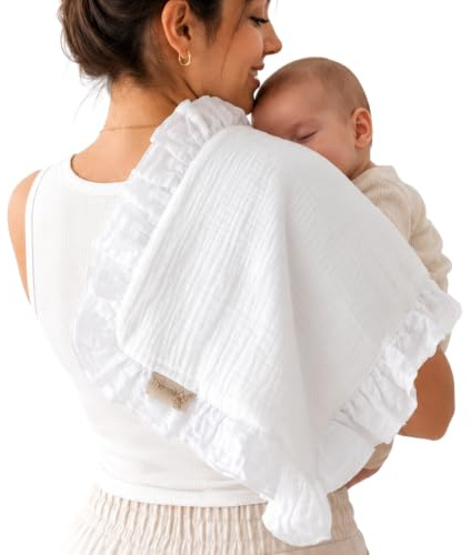 THERMIKOA Musselin Tücher Baby – XL Spucktuch aus Baumwoll-Frottee – Saugfähiger Schutz für Kinderwagenwanne – 50 × 30 cm – Weich & Waschbar