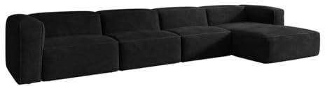Luxusbetten24 Designer Sofa Comfy L Maxi in Cord Schwarz Rechts