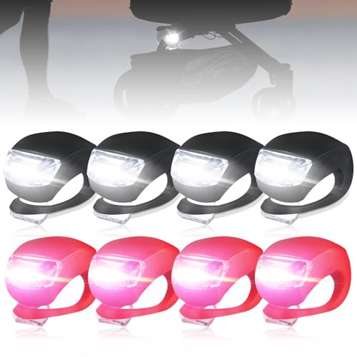Behogan 8 Stück Kinderwagenlicht, 3 Leuchtfunktionen, Kinderwagen licht Wasserdichte, Kinderwagen Licht LED mit Heller LED, Silikonleuchten LED Kinderwagen, Kinderwagen Licht Batteriebetrieben