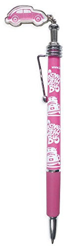 BRISA VW Collection - Volkswagen Kugelschreiber-Schreiber-Schul-Stift mit Anhänger Käfer/Beetle (Love That Bug/Rosa)