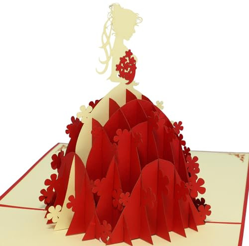 LINPopUp®, LIN17339, POP UP Karten, 3D Karten Geburtstag Mädchen, Grußkarte Prinzessin, Geburtstagskarten, Grußkarte Hochzeit, Brautkleider, Prinzessin, N225