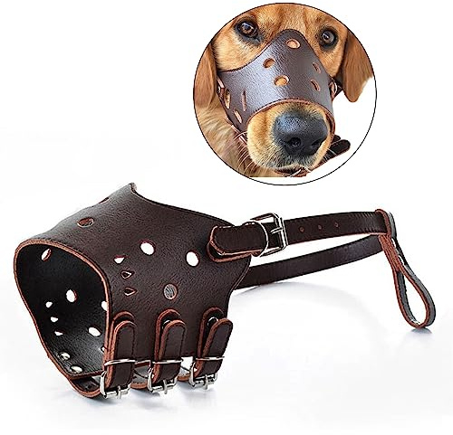 PETCUTE Maulkorb Leder Hund Hundemaulkorb Anti-bellenden Hund Schnauze für Große Mittlere Kleine Hund XS